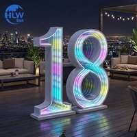 Lettres lumineuses autoportantes directes usine, enseigne LED miroir infini de 1,2 m, lumières multicolores, IP65