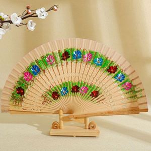 Abanico de mano español de madera de 23 cm de largo, pintado a mano en colores sólidos, para damas. - Product Image 3