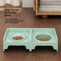 Bol pour animaux de compagnie en céramique solide, portable, imperméable, arrondi, mignon, pour chien et chat, avec protection du cou pour les animaux