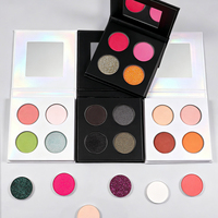 Palette d'ombres à paupières personnalisable en gros ODM/OEM, 4 couleurs, minérales, sans cruauté, longue tenue, fini mat/brillant/pailleté, haute pigmentation