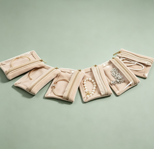 Beige Velvet Zipper Jewelry Pouches, Clear View Travel Jewellery <b>Storage</b> Bags for Rings, Necklaces and <b>Earring</b> Collection - Product Image 3