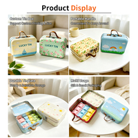 Boîte de rangement en fer blanc personnalisée, conteneur rectangulaire en métal, emballage alimentaire de qualité alimentaire, boîte à lunch en fer blanc avec poignée pour aliments