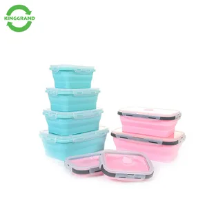 Collapsible silicone food storage pyrex food container set