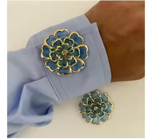 Venta al por mayor cubierta de botón de flores para camisa DIY Botón de Clip de diamantes de imitación LSCB001 - Product Image 3