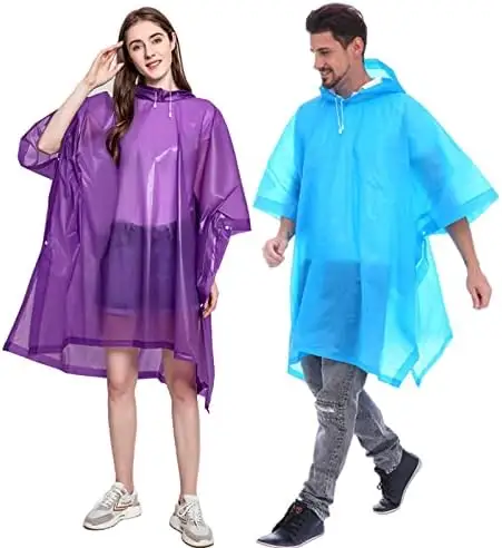 Poncho imperméable à capuche pour hommes Manteaux de pluie réutilisables pour les activités de plein air, la randonnée et la pluie