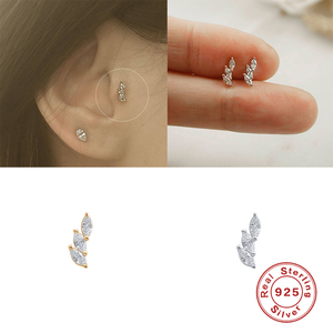ROXI Pendiente de botón único de plata de ley S925 con circonita marquesa y diamante para perforación de cartílago - Product Image 5