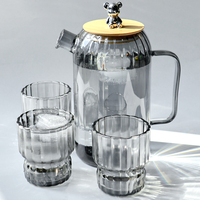 Carafe à eau en verre de haute qualité, design moderne, grande capacité, style nordique, théières et bouilloires en verre avec plateau