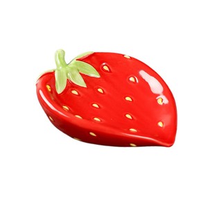 Porte-savon en céramique en forme de fraise, design dessin animé rouge et rose, auto-drainant, rangement pour salle de bain, cadeau décoratif - Product Image 5