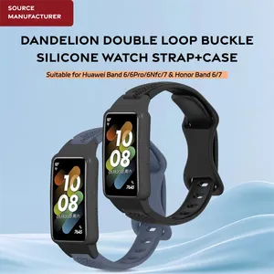 Bracelet en silicone souple et respirant à motif pissenlit pour montre connectée <span class=keywords><strong>Honor</strong></span> <span class=keywords><strong>Band</strong></span> <span class=keywords><strong>6</strong></span>/6NFC/6Pro/7 - Respectueux de la peau et étanche - Product Image 2