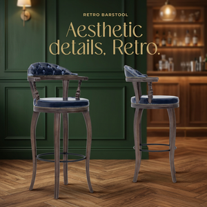 Taburete de Bar Giratorio Moderno con Asiento Tapizado en Terciopelo y Reposapiés para Bar en Casa y Comedor - Product Image 3