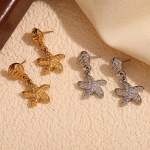 Boucles d'oreilles étoile de mer hippocampe en acier inoxydable boucles d'oreilles plage d'été imperméable à l'eau ne ternit pas bijoux de mode boucles d'oreilles - Product Image 2