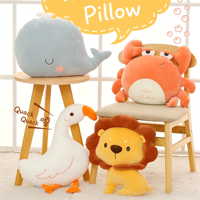 Adorable coussin en peluche crabe orange, doux animal marin en peluche, grande poupée crabe moelleuse, coussin décoratif pour chambre d'enfant et canapé, cadeau d'anniversaire