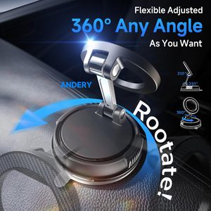 Support magnétique pour téléphone Andery en fibre de carbone, réglable à 360 degrés, support de tableau de bord pour smartphones, support de voiture pliable à ventouse - Product Image 4