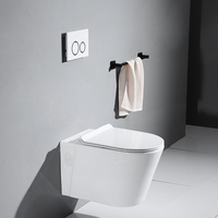 Cuvette de toilette en céramique suspendue au mur de style européen avec siège sans rebord et toilette à chasse d'eau à bas prix P-Trap