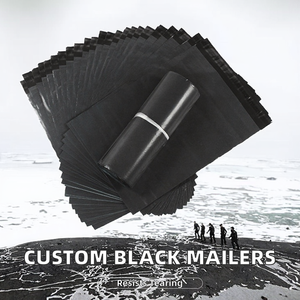 Enveloppes d'expédition en polyéthylène (LDPE) noires, grandes, résistantes aux déchirures, 120 microns d'épaisseur, avec logo personnalisé imprimé, pour vêtements. - Product Image 2