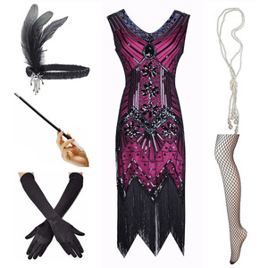 Offres Spéciales femmes 1920s Vintage clapet frange perlée Gatsby robe de soirée avec des accessoires des années 20 Ecoparty - Product Image 2