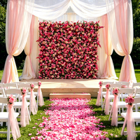 Panneau mural en fleurs artificielles en soie 3D DKB Floral, rose, pour décoration de mariage, maison, salon