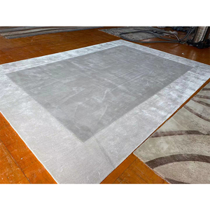 Beige di colore tinta unita disegno <span class=keywords><strong>viscosa</strong></span> di seta <span class=keywords><strong>tappeto</strong></span> per soggiorno <span class=keywords><strong>tappeto</strong></span> - Product Image 5