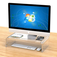 Support de moniteur d'ordinateur en acrylique support d'ordinateur portable avec accessoires de stockage de bureau base de moniteur transparente