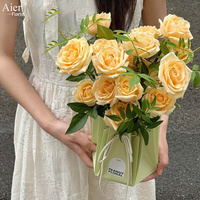 Aierflorist - Cajas de Embalaje de Papel para Flores del Día de San Valentín, Diseño Moderno y Lujoso con Relieve, Caja Impermeable para Agua