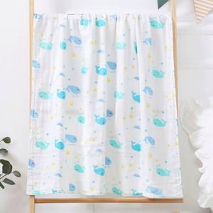 Lingettes pour bébé 110 x 110 cm, coton dessin animé, mousseline de coton pour nouveau-nés, couverture d'emmaillotage, serviettes de bain - Product Image 5