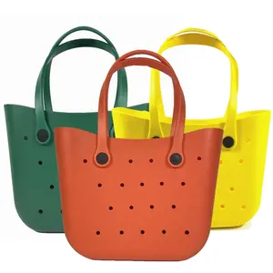 Silicone Breath Hole Bag With Charms New USE DIY Style Hot Selling EVA Tote Beach Women Hand Handbags