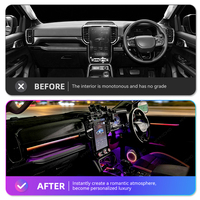 KYNCHO Éclairage intérieur 64 couleurs pour Ford Ranger Raptor, éclairage ambiant LED pour voiture, contrôle par application Bluetooth, éclairage intérieur automobile 12V