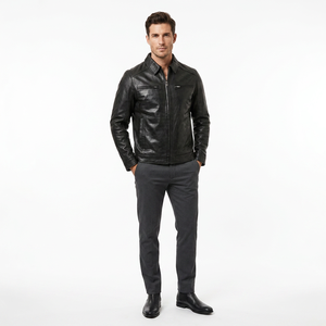 Spring Men's Casual Outdoor <b>Light</b> Weight Custom <b>Waterproof</b> Stand Collar Zipper High Street Bomber Men's Leather <b>Jacket</b> - Product Image 2