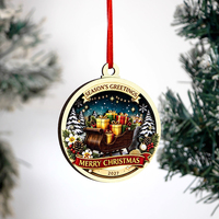 Ornamen Natal Kayu 3 Lapis Custom, Cetak UV, Potongan Laser 3D, Hiasan Gantung Pohon Natal, Hadiah Liburan Custom
