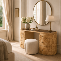 Bureau de direction vintage américain énigmatique en bois de Mappa, avec plateau en marbre et 6 tiroirs, artisanal de luxe, pour espace de travail exécutif
