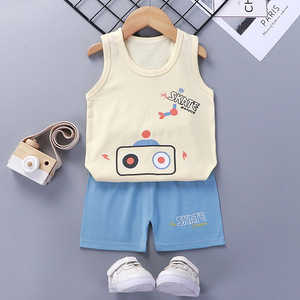 Ensemble de vêtements d'été en coton pour filles, nouveau style, shorts, vêtements pour bébé garçon, ensemble sans manches, vêtements pour enfants - Product Image 5