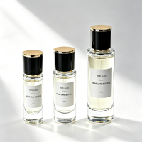 Flacon de parfum vide en verre de luxe 10ml/15ml/20ml/30ml avec couvercle noir et or, logo personnalisé sérigraphié, flacon personnalisé, boîte cadeau personnalisée