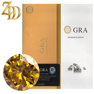 GRA Yellow Round Moissanite Loose Stone Synthetic Lab Created For Jewelry Making - Product Image 1