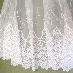 Tissu de rideaux courts en dentelle de mariage en polyester blanc transparent - Product Image 2