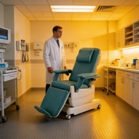 Fauteuil de dialyse confortable et respirant en cuir souple, inclinable, pour dons de sang, fauteuil inclinable électrique pour dialyse à usage clinique
