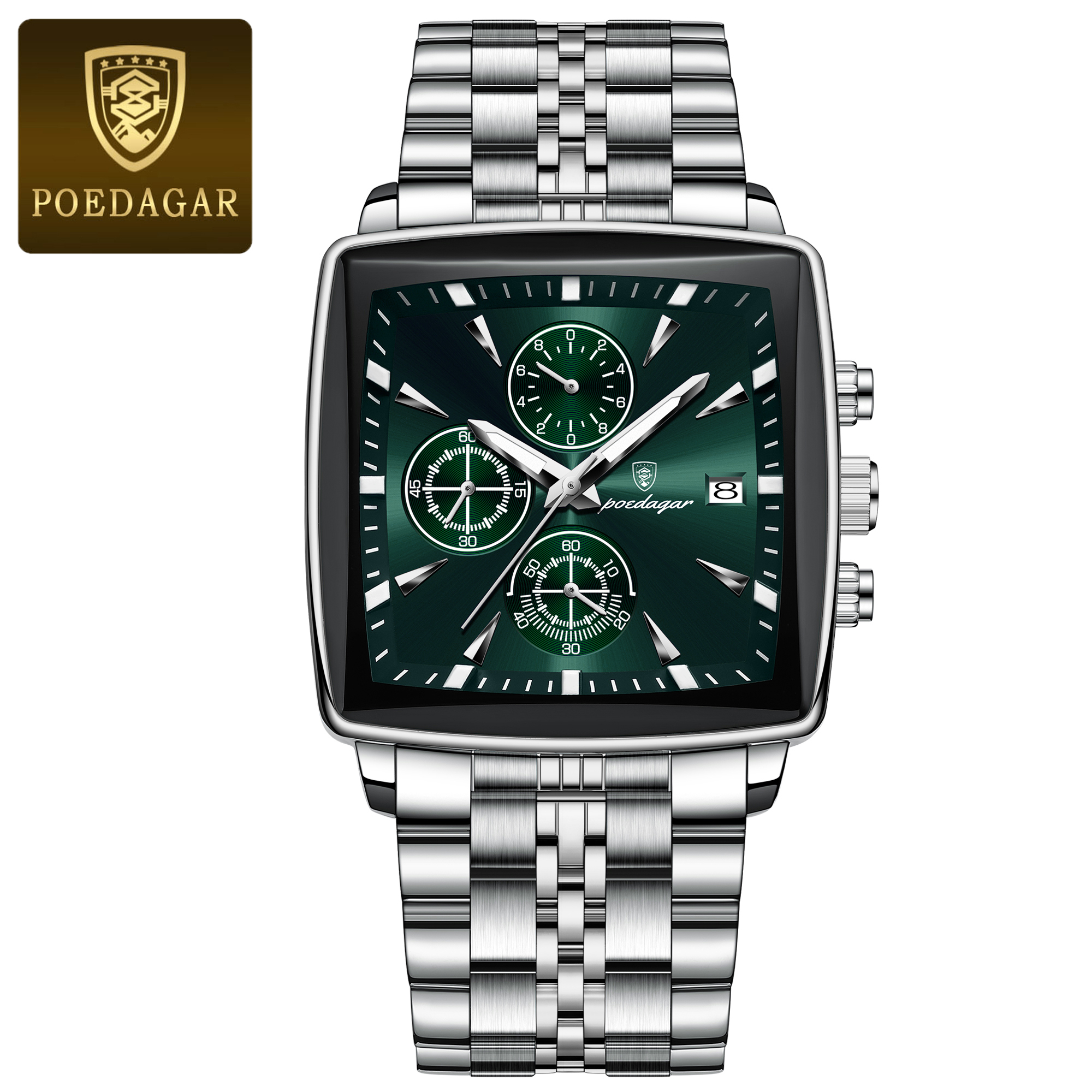 Bracelet argenté + cadran vert