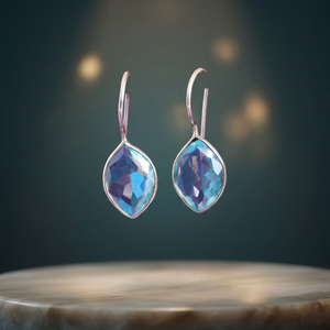 Pendientes colgantes de moda con forma de gota de agua chapados en plata para mujer, con piedra natural, joyería para fiestas Art Palace, accesorio de moda - Product Image 3