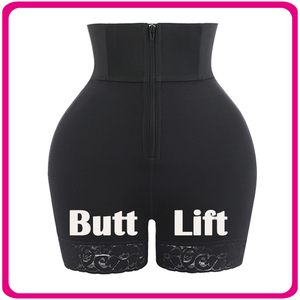 Shorts sculptants taille haute grande taille avec fermeture éclair avant, effet ventre plat, serre-taille et rehausseur <span class=keywords><strong>de</strong></span> fesses, Fajas Fajase Colombianas - Product Image 1