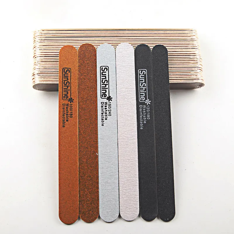 Factory price top quality black white Sandpaper Disposable Nail Salon Wooden Nail File