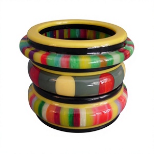Best Quality Handmade <b>Resin</b> Bangle Bracelets Colorful Striped Round Pattern Jewelry <b>Craft</b> Accessories Wedding Gift for Woman - Product Image 1