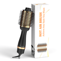 4 en 1 Fabricant de lissage en une étape Styler Salon Céramique Brosse à cheveux rotative Brosse à air chaud