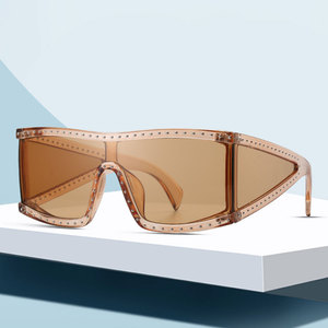 Caliente venta de moda de una pieza lente las mujeres grandes marco tonos diamantes gafas de sol - Product Image 1