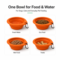 Bol pliable en silicone portable de 600 ml pour chiens et chats, avec bord large et base stable, pour nourriture et eau, idéal pour les voyages en plein air et le camping