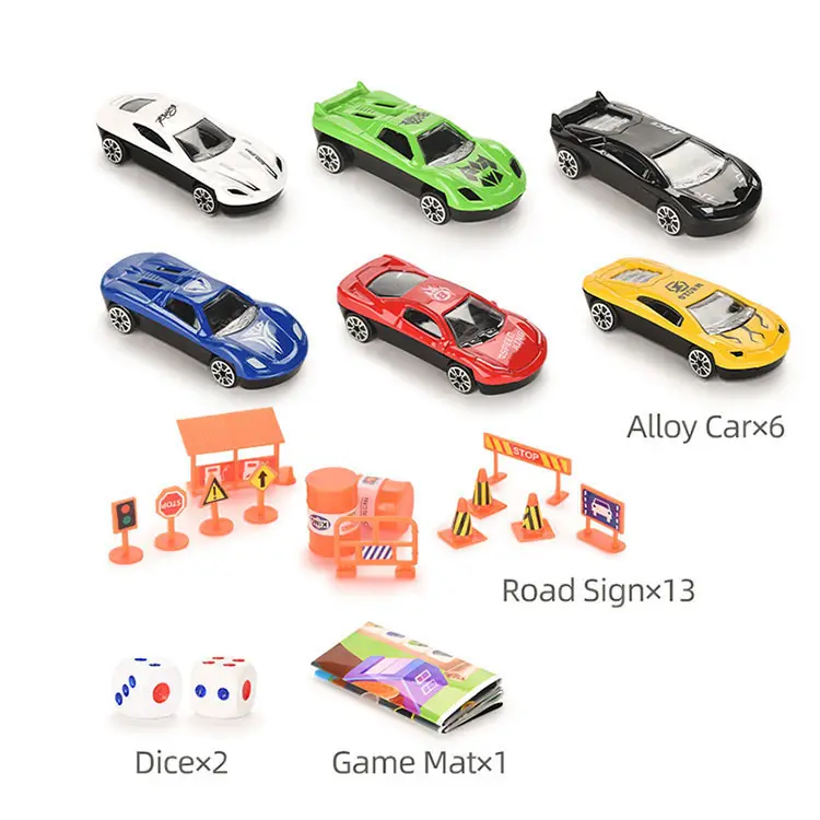 Wholesale Toys Two-in-one Design Police Car Model and Board Game Chess Alloy Acousto-optic Police Car Toy Diecast Toy 24 PCS/CTN