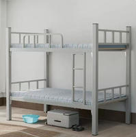 Lit superposé en tube carré blanc métallique, adapté aux dortoirs scolaires, aux immeubles d'appartements et aux chantiers de construction