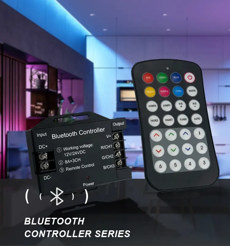 Feican 24 ключа RGB Bluetooth светодиодный контроллер музыки Bluetooth Rgb контроллер 12 В для 5050 RGB COB Strip Lights