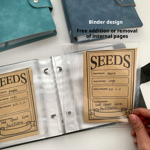<b>Large</b> Capacity 5inch 2rings Seed Organizer Binder Insertable PU Leather Album for Seed Storage,Gardening Journal,Plant Envelopes - Product Image 3