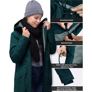 Parka imperméable et isolée pour femme avec capuche, manteau d'hiver long, coupe-vent, doublure polaire chaude, vêtement d'extérieur - Product Image 6