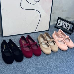 Factory wholesale popular classic soft velvet PVC-lined simple <b>flat</b>-top round-head one-piece stylish trendy women's <b>flat</b> shoes - Product Image 1