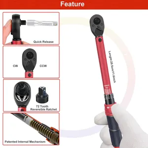 Torque Wrench 3/8 Inch  Drive Click 5-60 Nm Dual Direction Adjustable 72 Tooth Bike Torque Wrench Maintenance